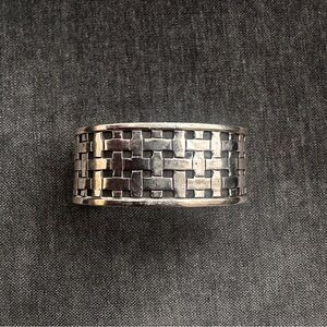 MEXICO 925 Sterling Silver Basket Weaved Floral Cuff Bracelet